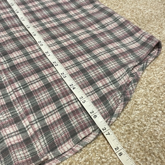 Lauren Brooke 100% Cotton Soft Brushed Pink/Purple/Grey Flannel Button Up Shirt - Picture 9 of 11